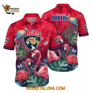 Florida Panthers Tropical Parrot And Flamingo Motifs Summer Hawaiian Shirt 1