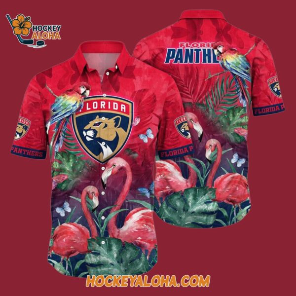 Florida Panthers Tropical Parrot And Flamingo Motifs Summer Hawaiian Shirt 4