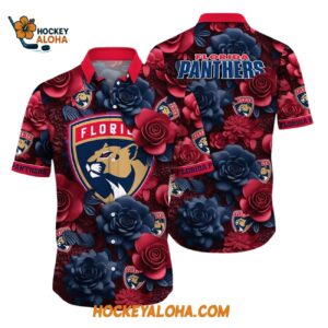 Florida Panthers Tropical Rose Pattern Summer Hawaiian Shirt 1