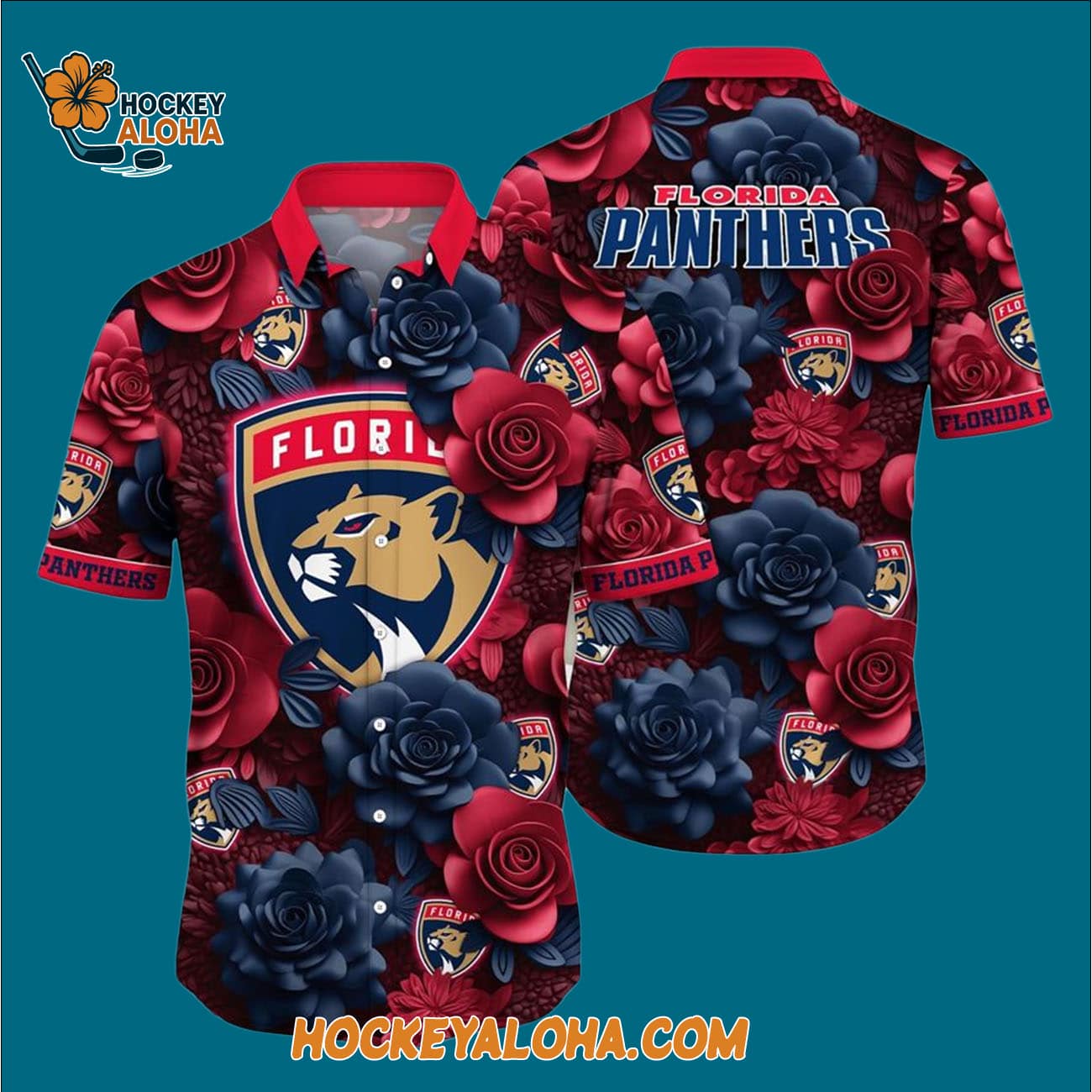 Florida Panthers Tropical Rose Pattern Summer Hawaiian Shirt Florida Panthers Tropical Rose Pattern Summer Hawaiian Shirt
