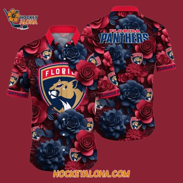 Florida Panthers Tropical Rose Pattern Summer Hawaiian Shirt 4