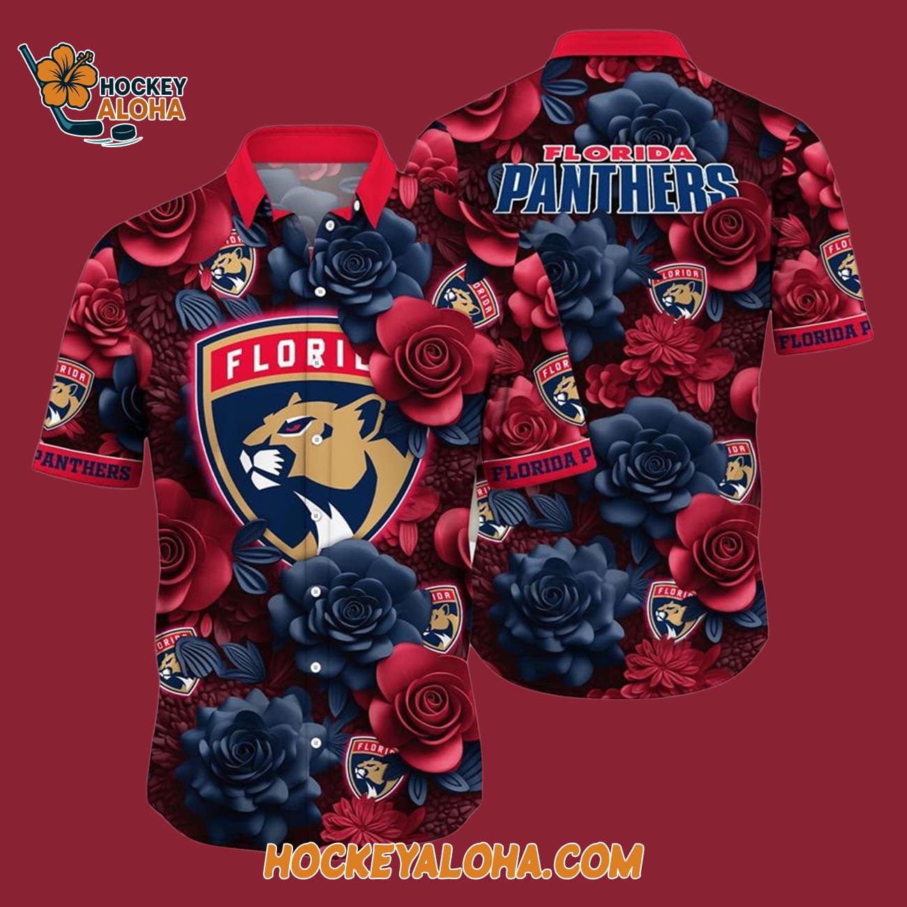 Florida Panthers Tropical Rose Pattern Summer Hawaiian Shirt Florida Panthers Tropical Rose Pattern Summer Hawaiian Shirt