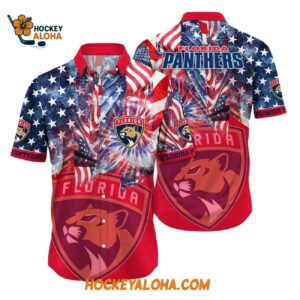 Florida Panthers With American Independence Day Pattern Summer Hawaiian Shirt 1