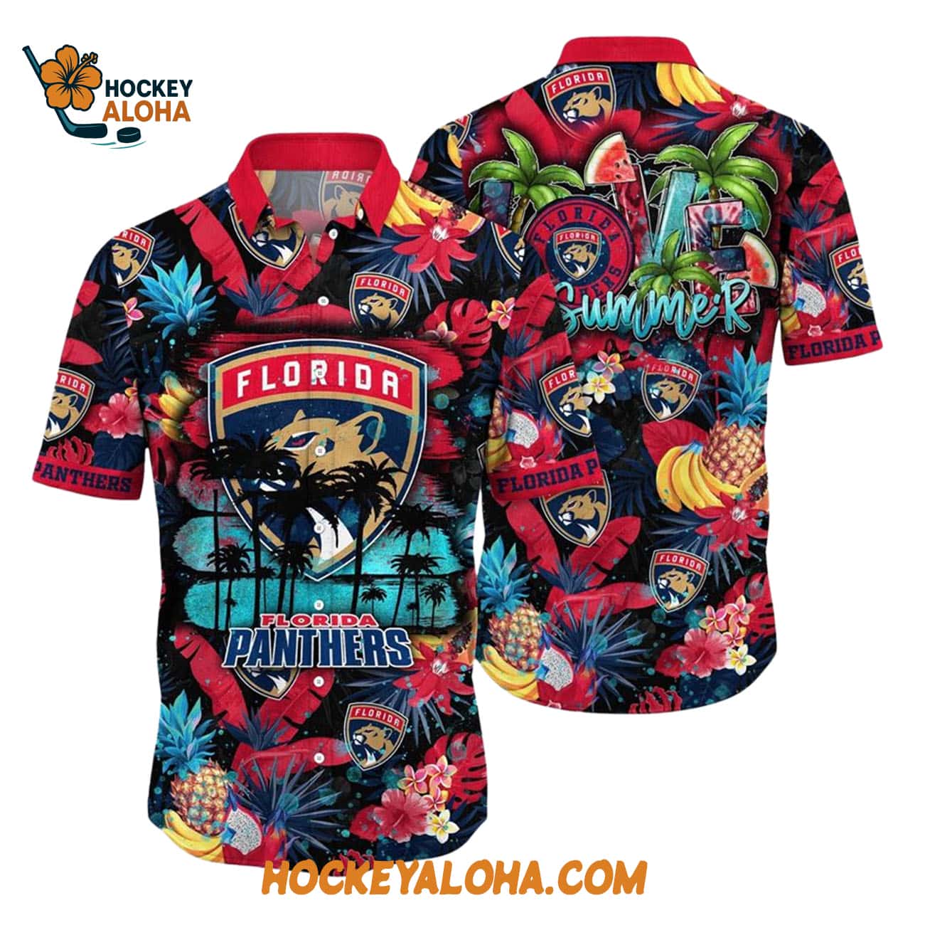 Florida Panthers With Tropical Fruits Summer Hawaiian Shirt Florida Panthers With Tropical Fruits Summer Hawaiian Shirt
