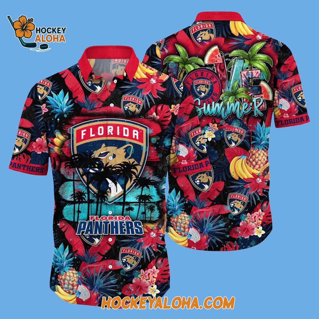 Florida Panthers With Tropical Fruits Summer Hawaiian Shirt Florida Panthers With Tropical Fruits Summer Hawaiian Shirt