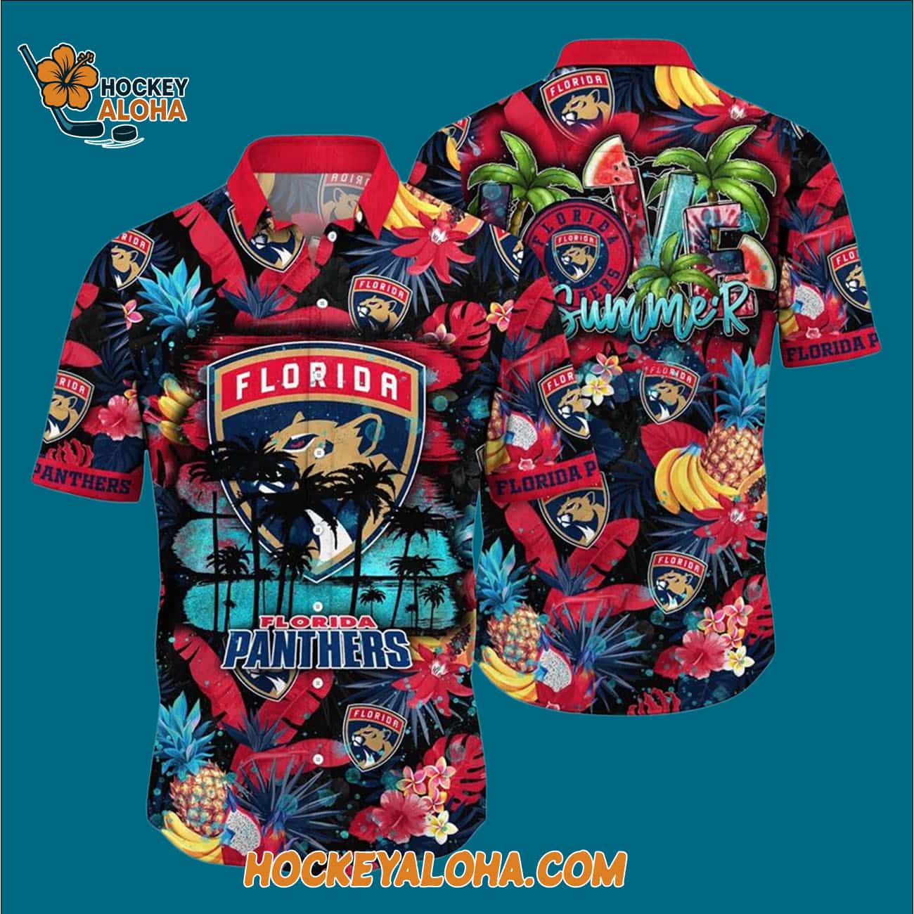 Florida Panthers With Tropical Fruits Summer Hawaiian Shirt Florida Panthers With Tropical Fruits Summer Hawaiian Shirt