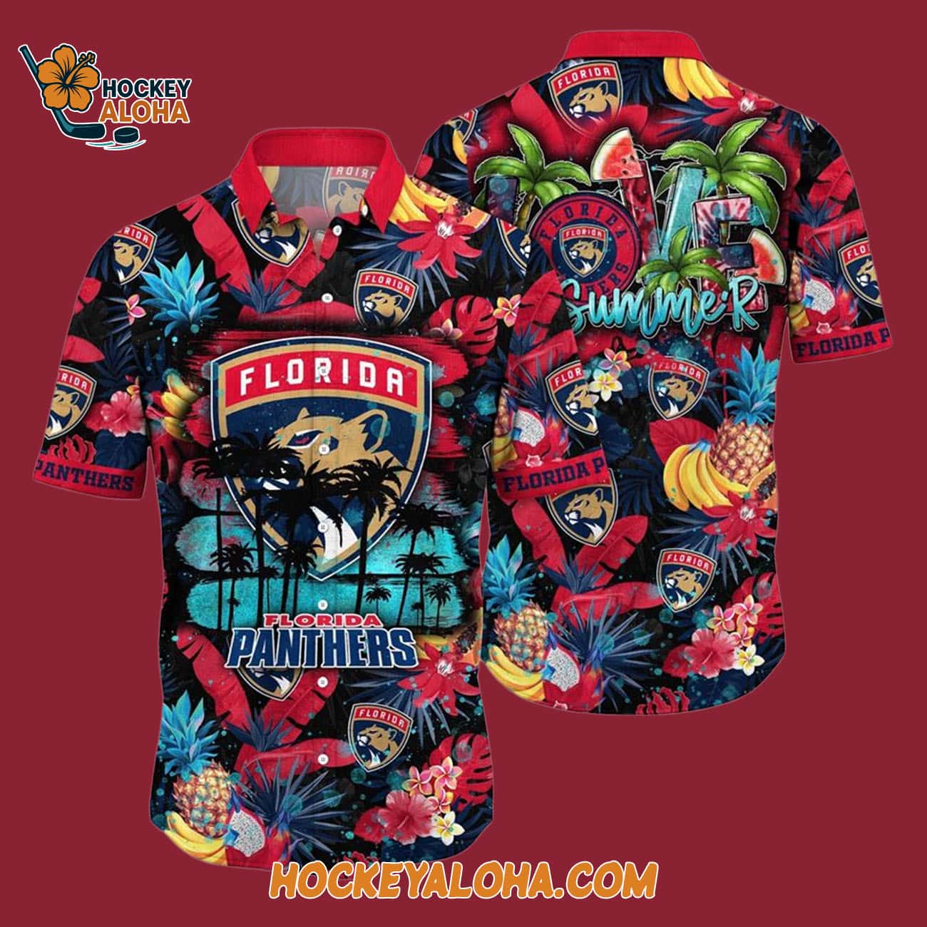 Florida Panthers With Tropical Fruits Summer Hawaiian Shirt Florida Panthers With Tropical Fruits Summer Hawaiian Shirt