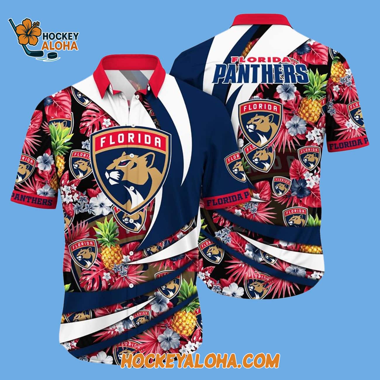Florida Panthers With Tropical Pineapple Summer Hawaiian Shirt Florida Panthers With Tropical Pineapple Summer Hawaiian Shirt