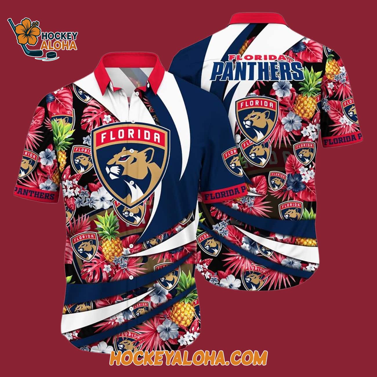 Florida Panthers With Tropical Pineapple Summer Hawaiian Shirt Florida Panthers With Tropical Pineapple Summer Hawaiian Shirt