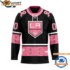 Los Angeles Kings In October We Wear Pink Breast Cancer Design Hockey Jersey 1