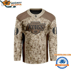 Los Angeles Kings Special Veterans Military Desert Camouflage Design Hockey Jersey 1