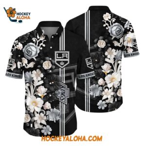 Los Angeles Kings Tropical Hepatica Floral Pattern Summer Hawaiian Shirt 1