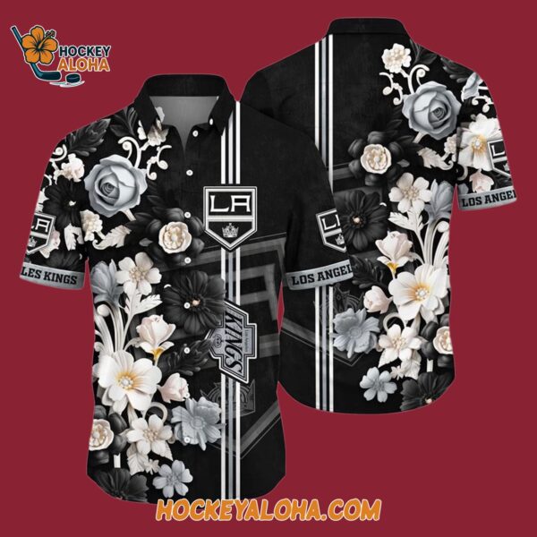 Los Angeles Kings Tropical Hepatica Floral Pattern Summer Hawaiian Shirt 4