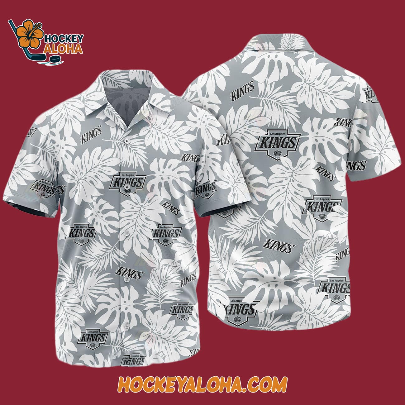 Los Angeles Kings Tropical Leafs Design Hawaiian Shirt Los Angeles Kings Tropical Leafs Design Hawaiian Shirt