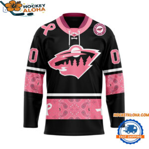 Minnesota Wild In October We Wear Pink Breast Cancer Design Hockey Jersey 1