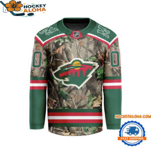 Minnesota Wild Special Realtree Camo Hunting Hockey Jersey 1