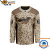 Minnesota Wild Special Veterans Military Desert Camouflage Design Hockey Jersey 1