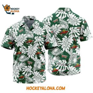 Minnesota Wild Tropical Leafs Design Hawaiian Shirt 1
