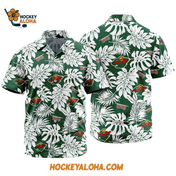 Minnesota Wild Tropical Leafs Design Hawaiian Shirt 1
