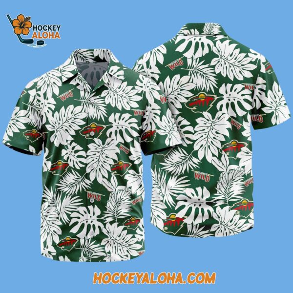 Minnesota Wild Tropical Leafs Design Hawaiian Shirt 2