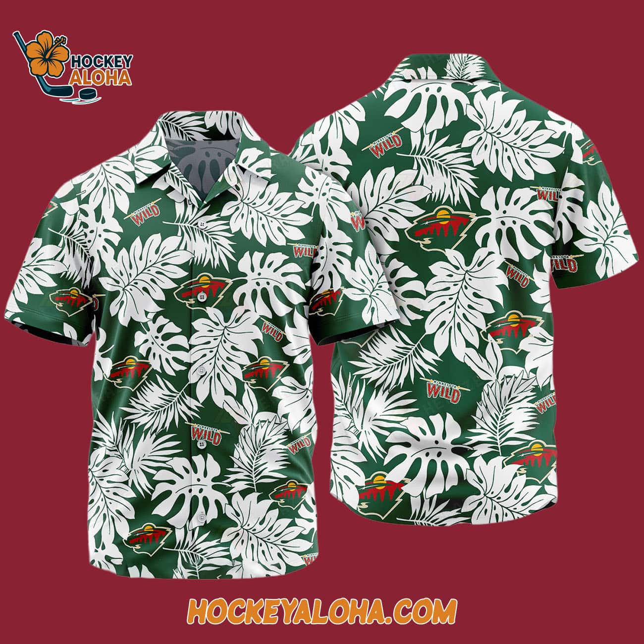 Minnesota Wild Tropical Leafs Design Hawaiian Shirt Minnesota Wild Tropical Leafs Design Hawaiian Shirt
