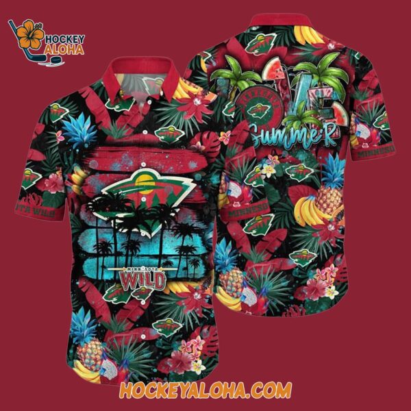 Minnesota Wild With Tropical Fruits Summer Hawaiian Shirt 4