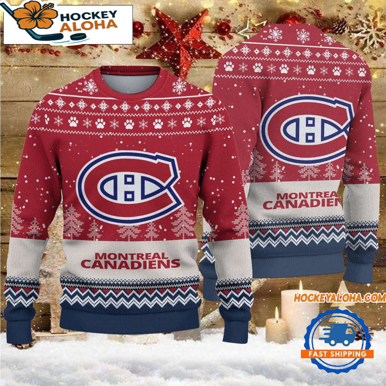 Montreal Canadiens Hockey Team Design New Christmas Ugly Sweater Montreal Canadiens Hockey Team Design New Christmas Ugly Sweater