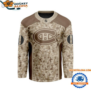 Montreal Canadiens Special Veterans Military Desert Camouflage Design Hockey Jersey 1