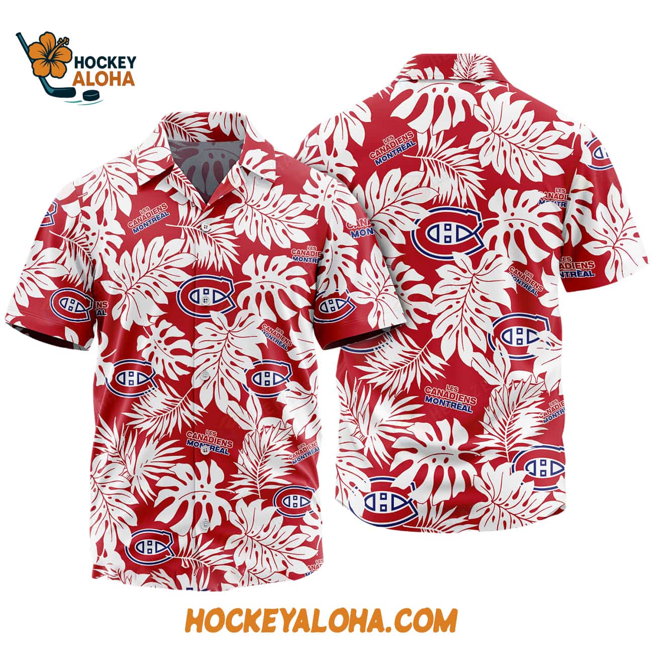 Montreal Canadiens Tropical Leafs Design Hawaiian Shirt Montreal Canadiens Tropical Leafs Design Hawaiian Shirt
