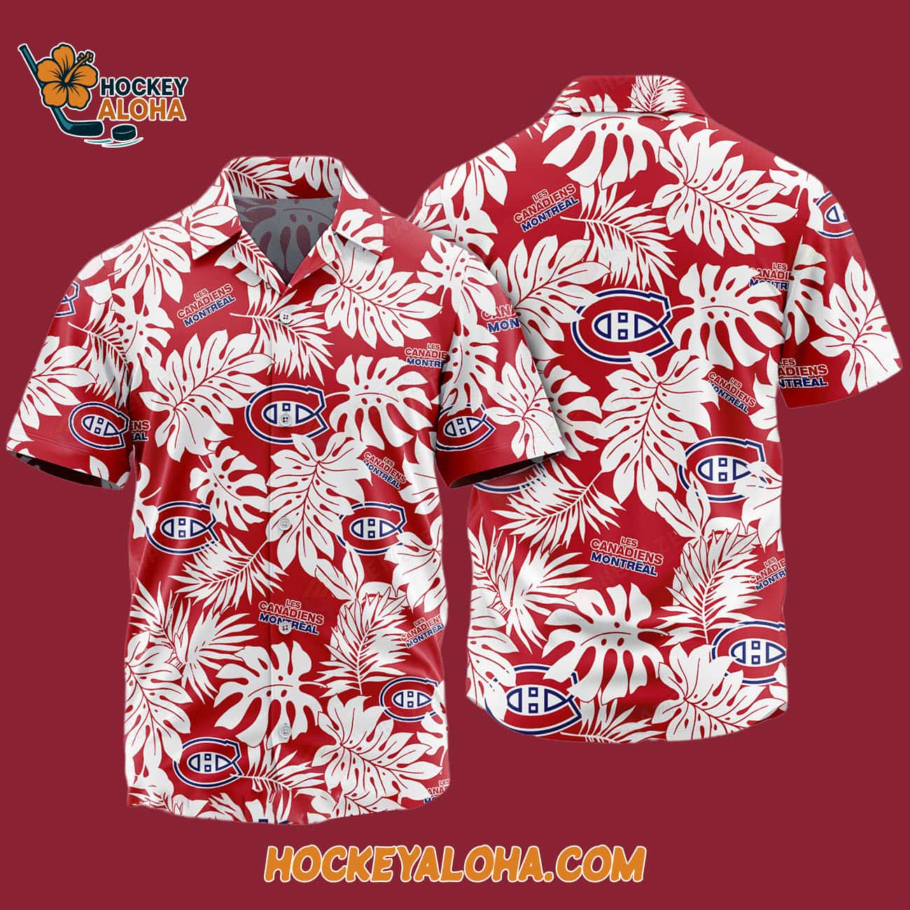 Montreal Canadiens Tropical Leafs Design Hawaiian Shirt Montreal Canadiens Tropical Leafs Design Hawaiian Shirt