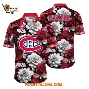 Montreal Canadiens Tropical Rose Pattern Summer Hawaiian Shirt 1