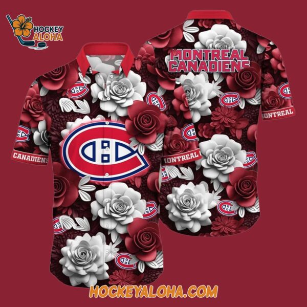 Montreal Canadiens Tropical Rose Pattern Summer Hawaiian Shirt 4