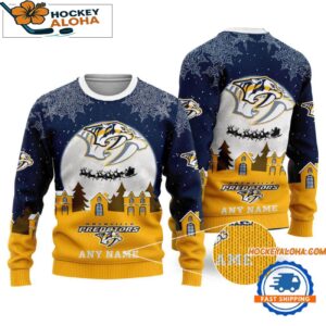 Nashville Predators Hockey New Design Litmited Ugly Sweater Custom Name