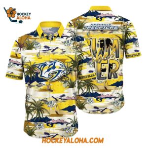 Nashville Predators Tropical Desert Island Motif Summer Hawaiian Shirt 1