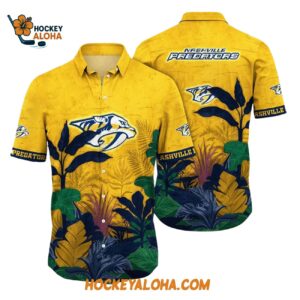 Nashville Predators Tropical Forest Motifs Summer Hawaiian Shirt 1