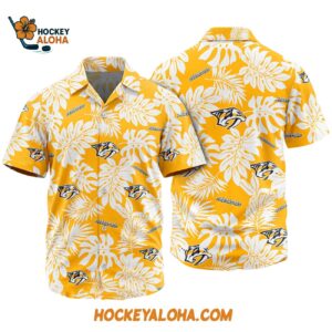 Nashville Predators Tropical Leafs Design Hawaiian Shirt 1
