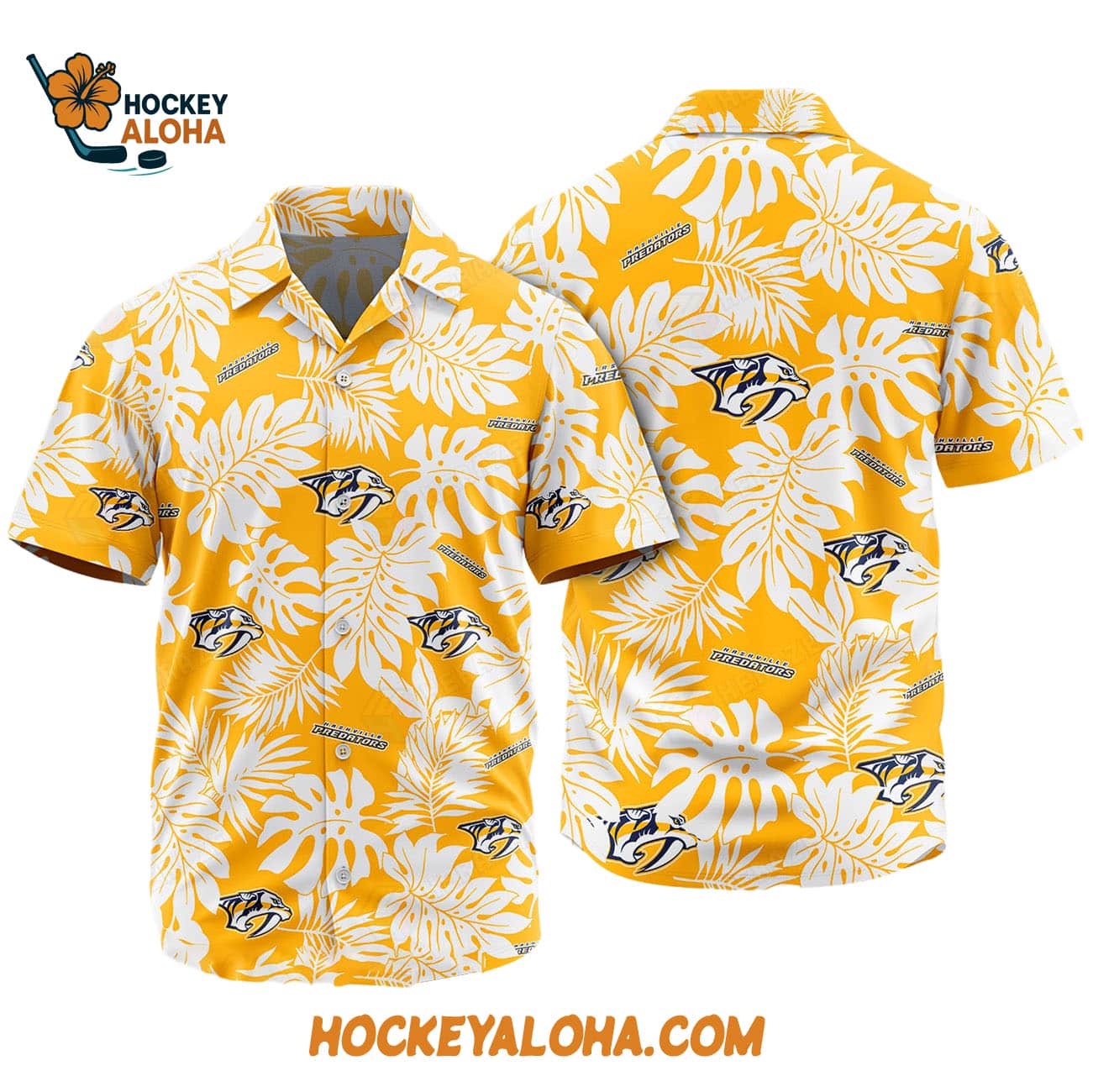 Nashville Predators Tropical Leafs Design Hawaiian Shirt Nashville Predators Tropical Leafs Design Hawaiian Shirt