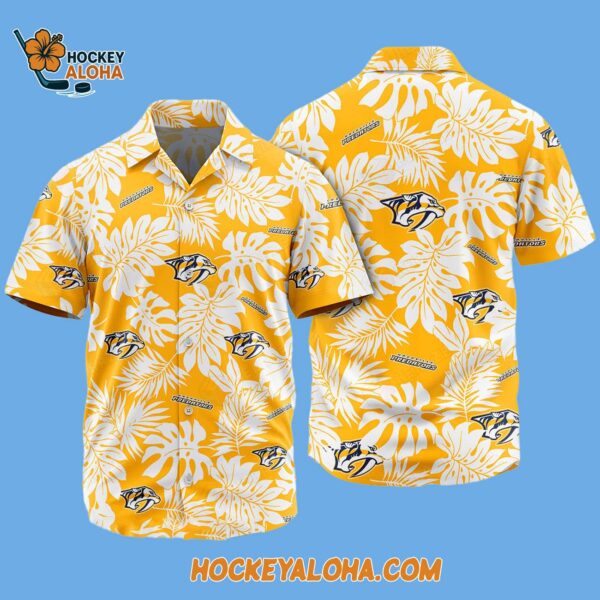 Nashville Predators Tropical Leafs Design Hawaiian Shirt 2