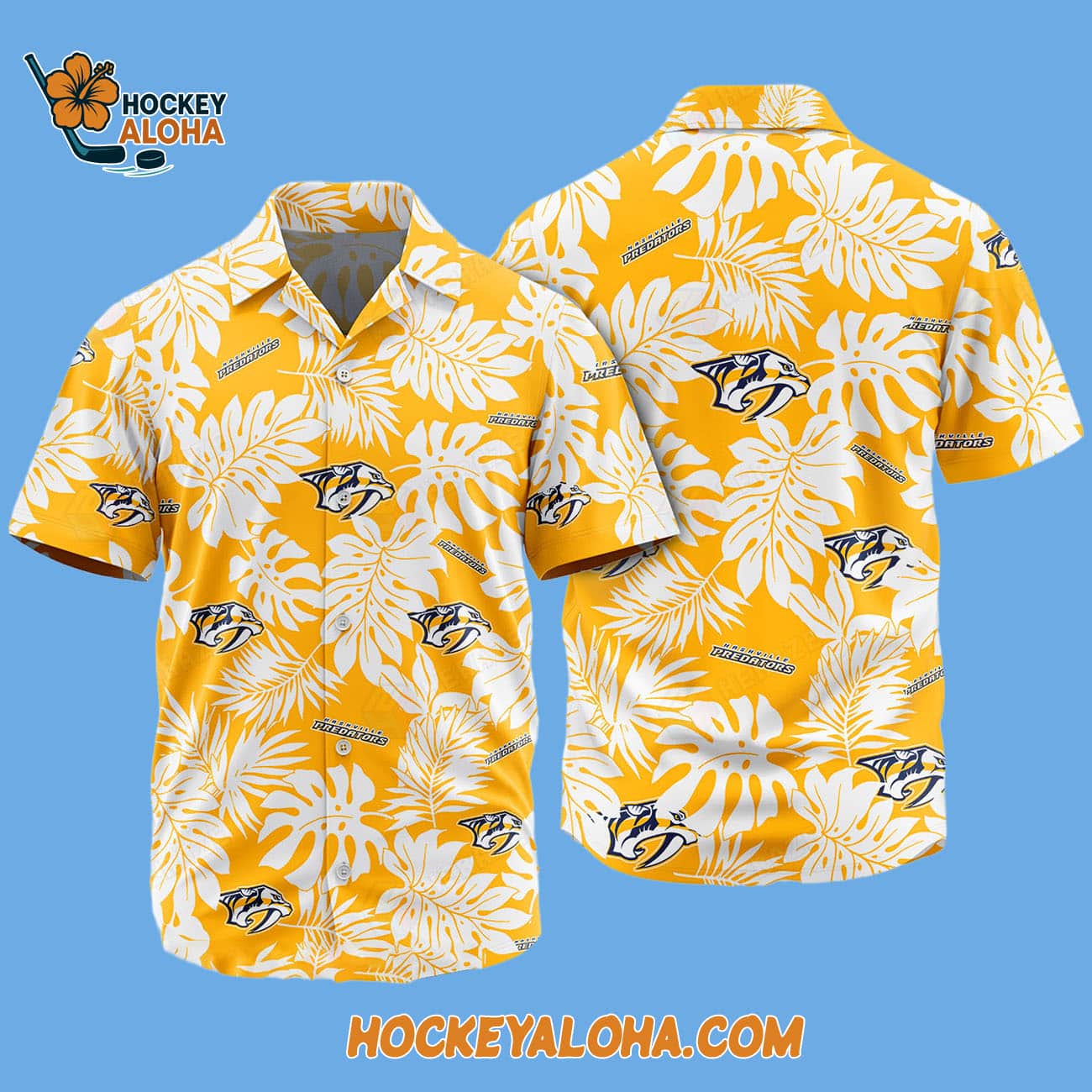 Nashville Predators Tropical Leafs Design Hawaiian Shirt Nashville Predators Tropical Leafs Design Hawaiian Shirt