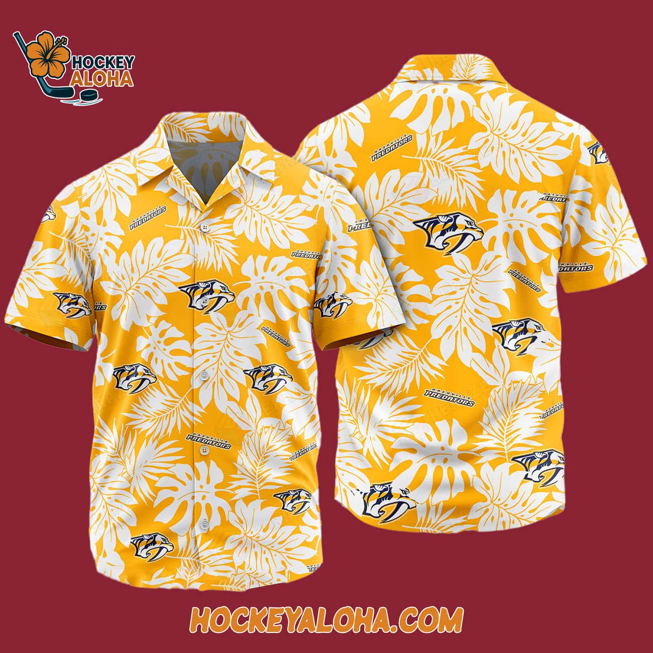 Nashville Predators Tropical Leafs Design Hawaiian Shirt Nashville Predators Tropical Leafs Design Hawaiian Shirt