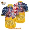 Nashville Predators With American Independence Day Pattern Summer Hawaiian Shirt 1