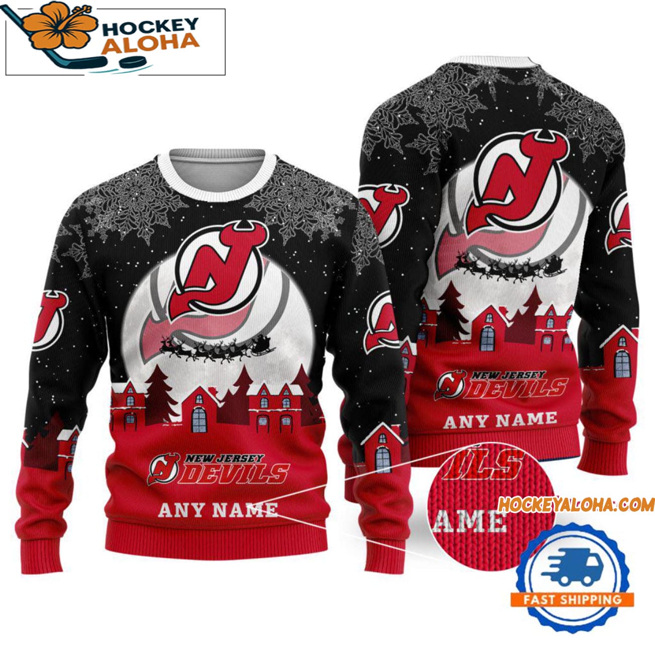New Jersey Devils Hockey New Design Litmited Ugly Sweater Custom Name New Jersey Devils Hockey New Design Litmited Ugly Sweater Custom Name