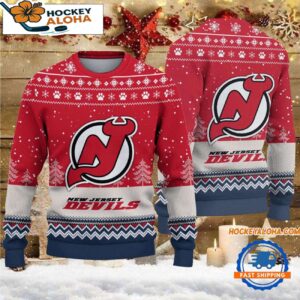 New Jersey Devils Hockey Team Design New Christmas Ugly Sweater