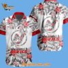New Jersey Devils Special Flower Tropical Design Hawaiian Button Shirt 2