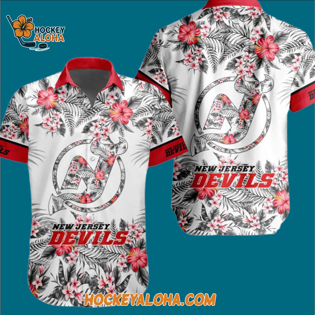 New Jersey Devils Special Flower Tropical Design Hawaiian Button Shirt New Jersey Devils Special Flower Tropical Design Hawaiian Button Shirt