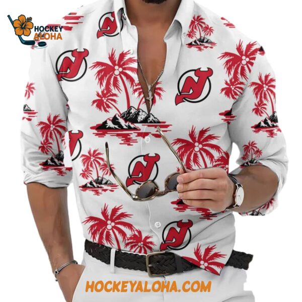 New Jersey Devils Special Hockey Long Sleeve Hawaiian Button Shirt 1