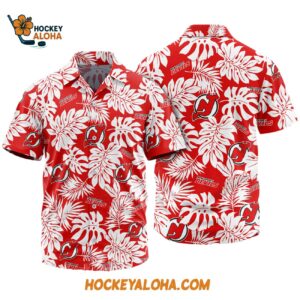 New Jersey Devils Tropical Leafs Design Hawaiian Shirt 1