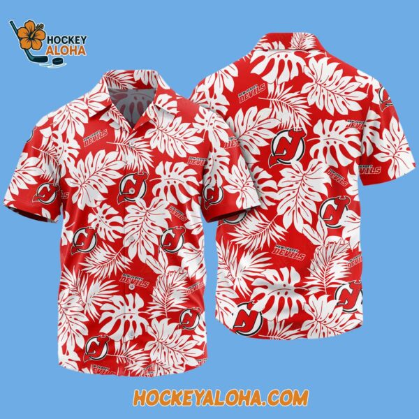 New Jersey Devils Tropical Leafs Design Hawaiian Shirt 2