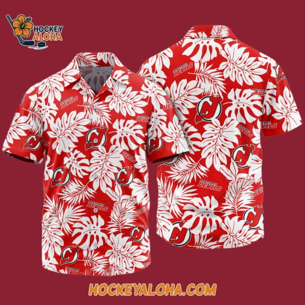 New Jersey Devils Tropical Leafs Design Hawaiian Shirt 4