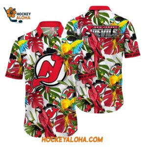 New Jersey Devils Tropical Parrot Pattern Summer Hawaiian Shirt 1